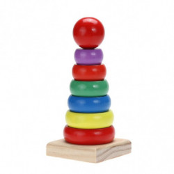 Barn Regnbåge Torn Bebis Leksak Trä Stacking Ringa Torn Pedagogisk Leksaker Regnbåge Stack Upp För