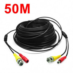 166feet 50m Bnc Rca Audio Video Kraft Förlängning Kabel Dvr Övervakning Tråd För Cctv Säkerhet
