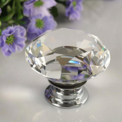 2pcs 30mm Diamant Kristall Glas Legering Dörr Låda Skåp Garderob Dra Hantera Knoppar Släppa Över
