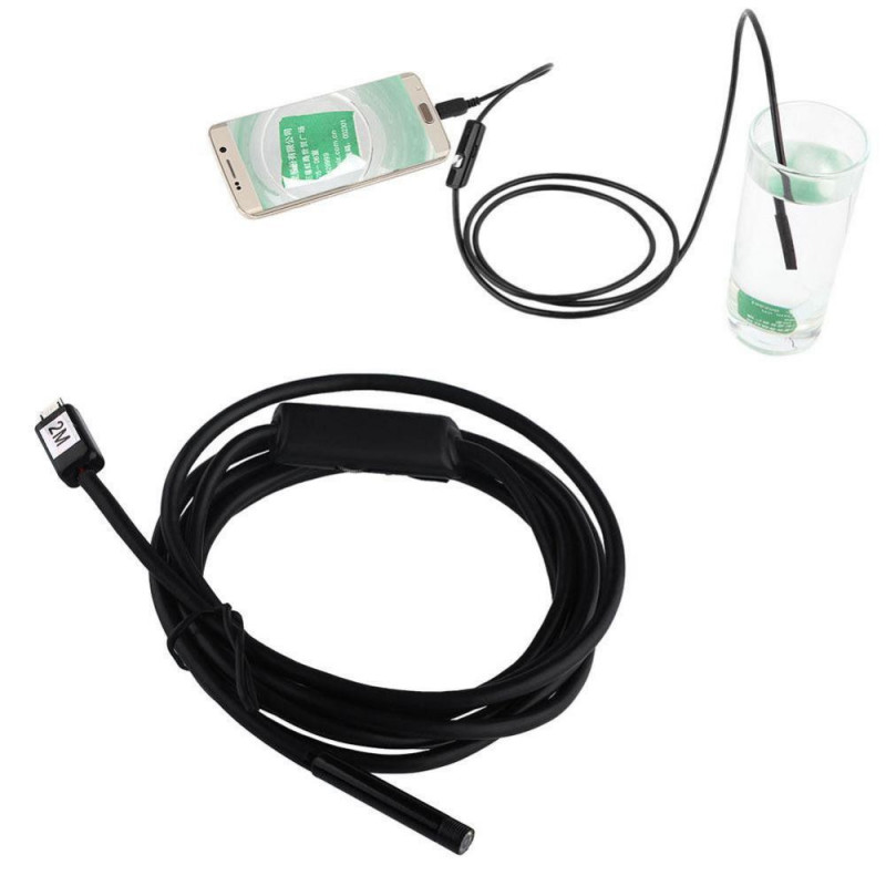 2m 6led 5mm Endoskop Vattentät Orm Boroskop Video Kamera Lins Orm Rör Rör Inspektion Android Otg Usb