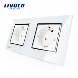 Livolo Eu Standard Vägg Kraft Uttag Vit Kristall Glas Panel Tillverkare Av 16a Vägg Utlopp Vlc7c2eu11