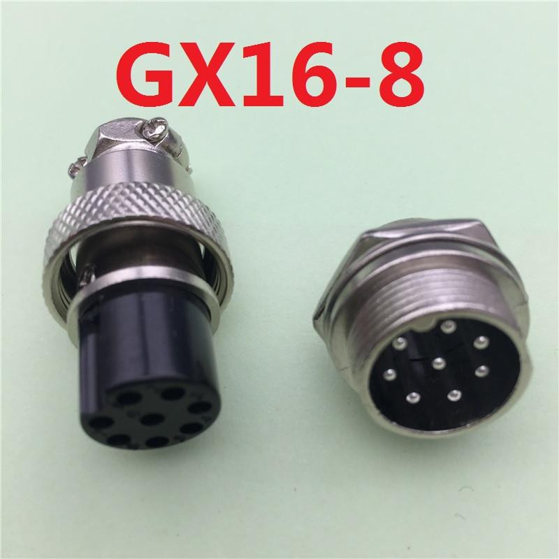 1set Gx16 8 Stift Manlig Kvinna Diameter 16mm Tråd Panel Connector L76 Gx16 Cirkulär Connector Flyg