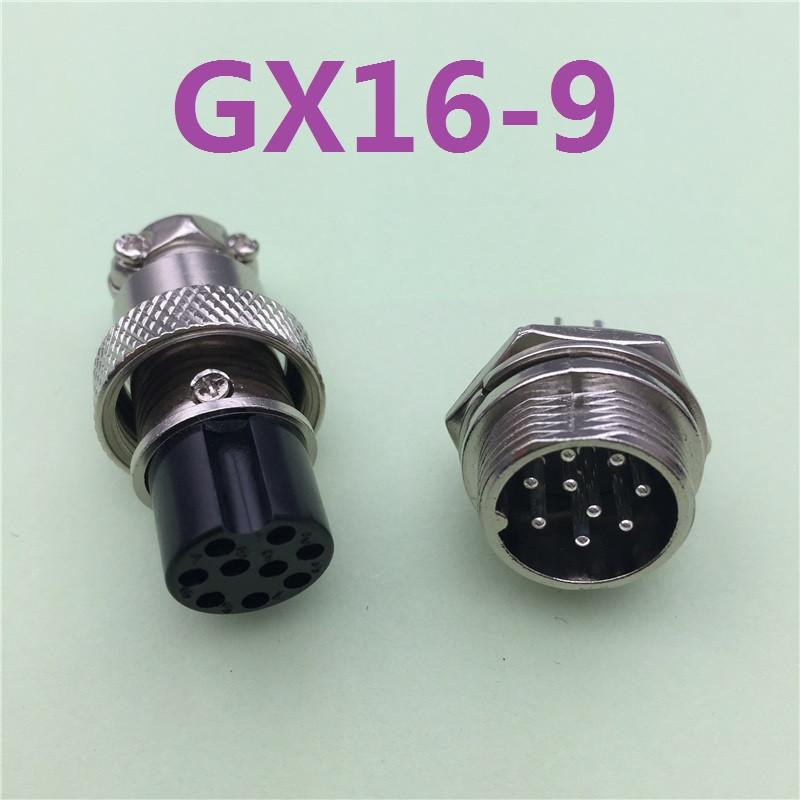 1set Gx16 9 Stift Manlig Kvinna Diameter 16mm Tråd Panel Connector L77 Gx16 Cirkulär Connector Flyg