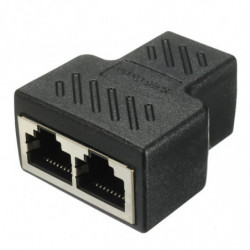 Is Svart 1 St Massa Koppar Kärna Rj45 Ethernet Kabel Lan Hamn 1 Till 2 Uttag Splitter Connector Adapter