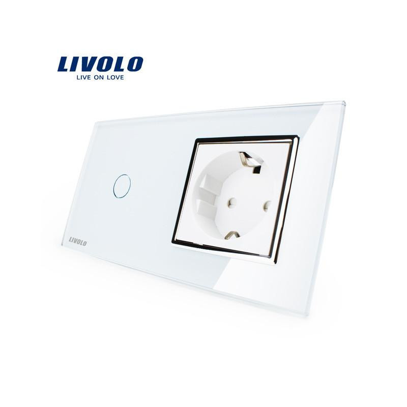 Livolo Eu Standard Rör Växla Vit Kristall Glas Panel 110 250v 16a Vägg Uttag Med Ljus Växla Vlc70111