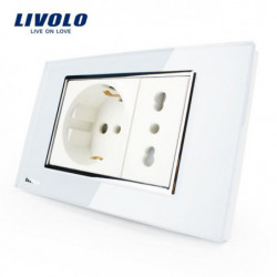 Livolo Italienska Uttag Vit Kristall Glas 10a 16a 250v Vägg Power Pointesentationer Med Plugg Vlc3c2cit81