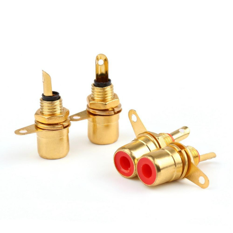 10 St Guld Plated Rca Phono Chassi Panel Montera Kvinna Uttag Adapter