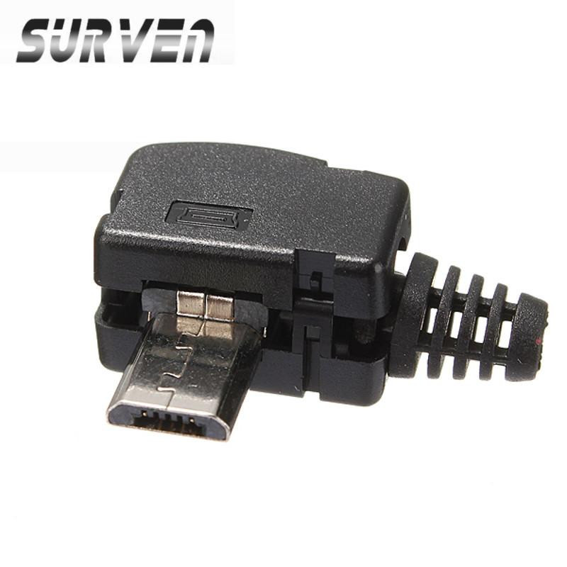 Surven Topp Plast Höger Vinkel Micro Usb 5pin 5p Hamn Metall Manlig Plugg Uttag Connector Med Plast