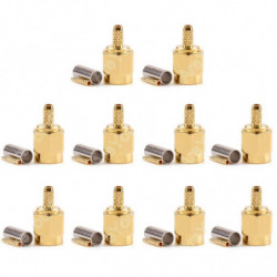 10 St Connector Sma Manlig Jack Crimp Rg174 Rg316 Lmr100 Kabel Rakt Mässing Guld Plating Ptfe