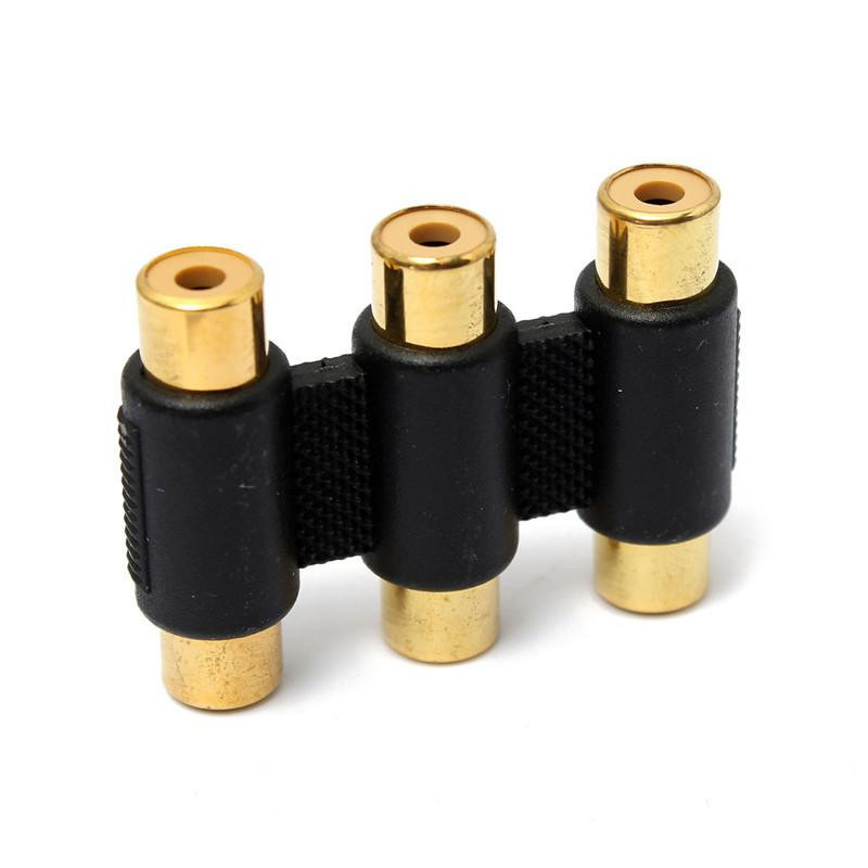 3 Rca Kvinna Till Kvinna F F Connector Guld Plated Kopplare Audio Video Av Adapter