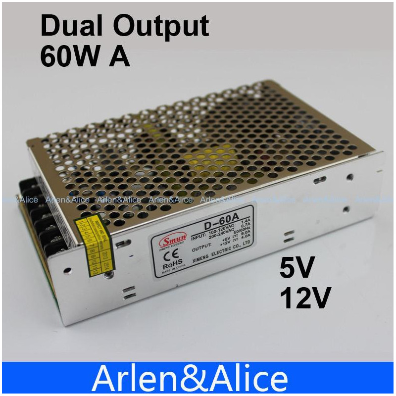 D 60w En Dubbel Oduktion 5v 12v Växlande Kraft Tillförsel Växelström Till Likström Dc4a Dc3a