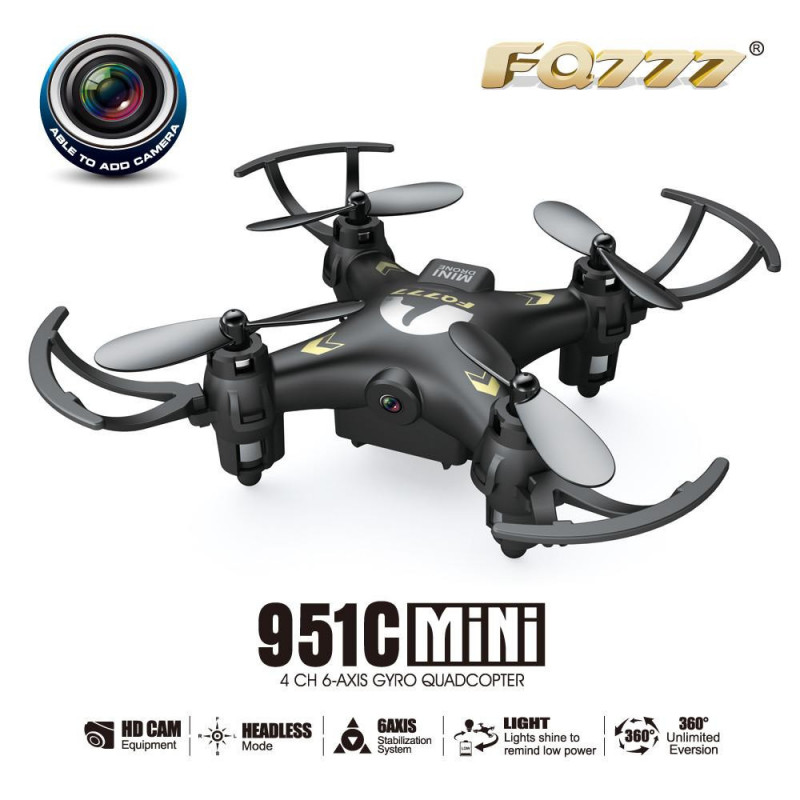 F17687 Fq777951c Mini Med 0 3mp Kamera Huvudlös Läge 2 4g 4ch 6 Axel Rc Quadcopter Rtf Stöd Sd Kort