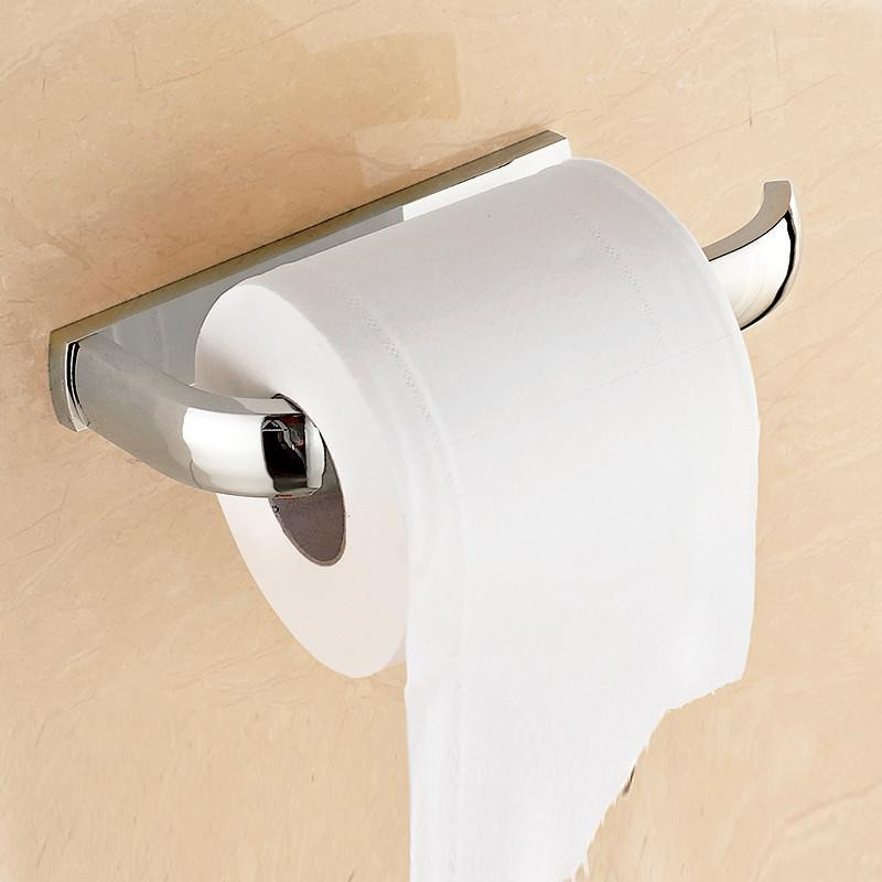 Modern Krom Mässing Vägg Monterad Badrum Toalett Papper Hållare Vävnad Hållare