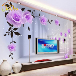 Beställnings 3d Foto Tapet Europeisk 3d Stereo Lila Roses Stor Mural Levande Rum Sovrum Tv Bakgrund