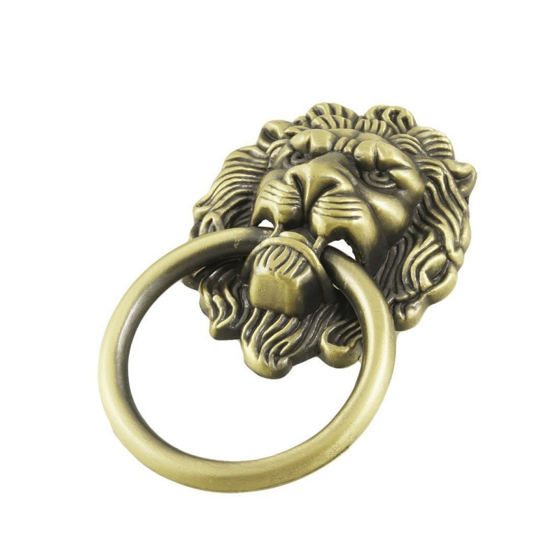 Ews Antik Stil Brons Lejon Huvud Design Låda Ringa Dra Hantera Knopp