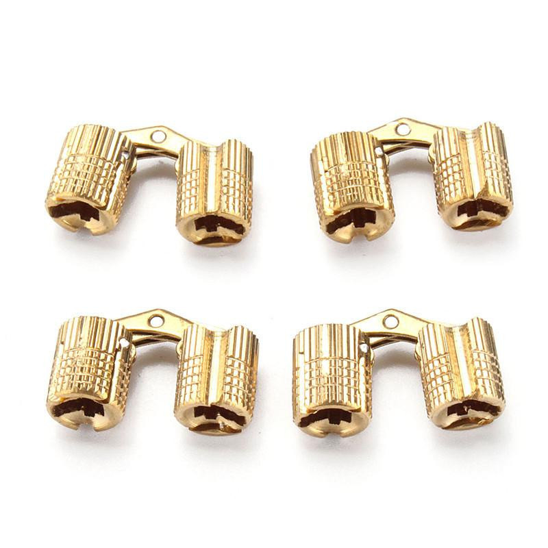 4pcs 8mm Koppar Tunna Gångjärn Cylindrisk Dold Skåp Dold Osynlig Mässing Gångjärn Montera Möbel
