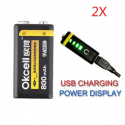 2pcs Okcell 9v 800mah Usb Laddningsbara Lipo Batteri För Rc Helikopter Modell Mikrofon