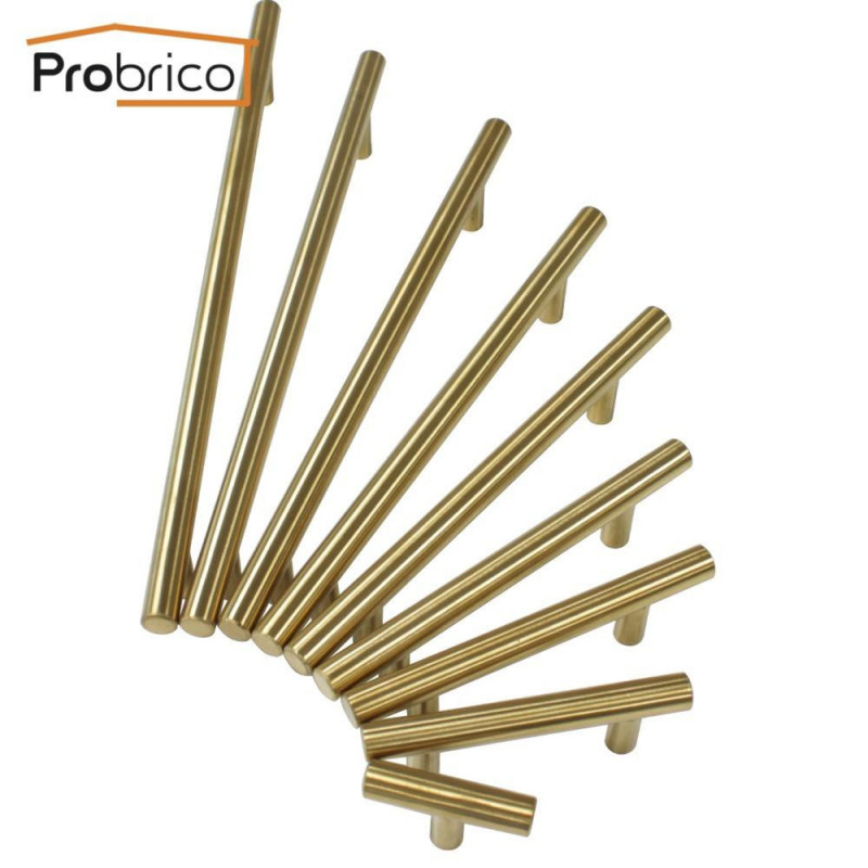 Obrico Rost Stål Guld Diameter 12mm Hål Centrum 50mm 256mm Kök Skåp T Bar Dörr Knopp Möbel Låda
