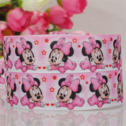 22mm 5y Minnie Mus Satin Rosa Band Bröllop Fest Dekoration Inbjudan Kort Omslag Scrapbooking Supplies