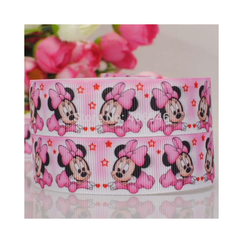 22mm 5y Minnie Mus Satin Rosa Band Bröllop Fest Dekoration Inbjudan Kort Omslag Scrapbooking Supplies