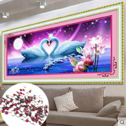 5d Diy Diamant Målning Kits Runda Strass Dra Diamant Broderi Djur Svan Korsa Sy Utrustning Mosaik Bild