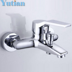 Polerad Krom Avsluta Vägg Monterad Dusch Kran Badrum Badkar Handheld Dusch Knacka Mixer Kran Yt5339a