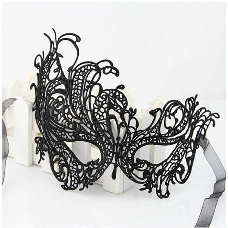 1 St Mardi Gras Sexig Broderi Svart Spets Mask Lady Skära Ut Öga Ansikte Mask Maskerad Anom Masker