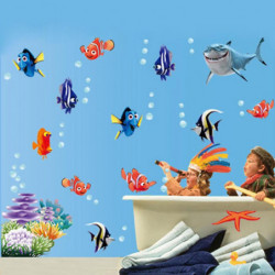 Fisk Havsbotten Nemo Vägg Sticker Tecknad Serie Vägg Sticker Dekor Avtagbar Vil Barnkammare Barn Rum