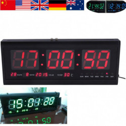 Led Vägg Klocka Stor Digital Led Vägg Klocka Larm Kalender Tabell Skrivbord Vägg Klocka 48cm Blå