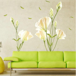 Stor Elegant Lilja Blomma Vägg Klistermärken Dekaler Mode Växter Tapet Mural Hem Sovrum Levande Rum