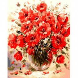 1 St Diy Olja Målning Av Tal Abstrakt Röd Blommor Vägg Bilder För Levande Rum Årgång Hem Dekor
