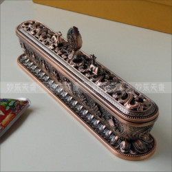 Tibetan Rökelse Brännare Längd 32cm Antik Metall Rökelsekar Stark Och Hållbar Imitation Röd Koppar