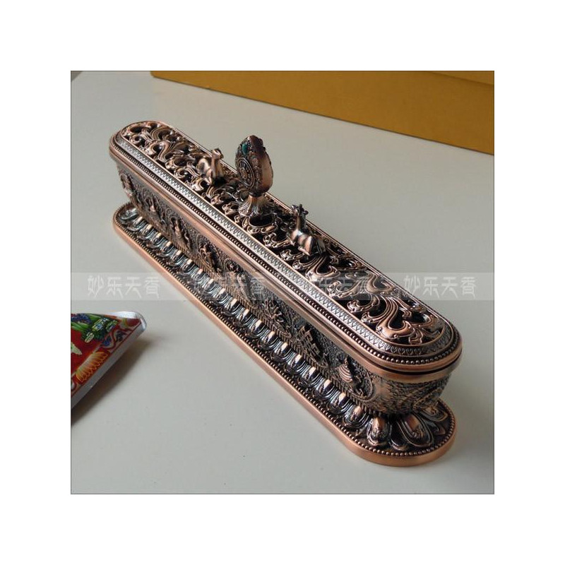 Tibetan Rökelse Brännare Längd 32cm Antik Metall Rökelsekar Stark Och Hållbar Imitation Röd Koppar