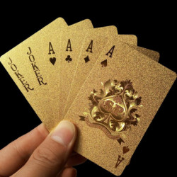 Gyllene Spelar Kort Däck Guld Folie Poker Uppsättning Magi Kort 24k Guld Plast Folie Poker Hållbar