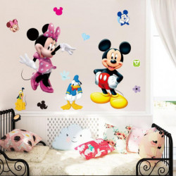 50x70cm Härlig Mickey Mus Minnie Vägg Klistermärken För Barn Rum Vil Mural Hem Dekor