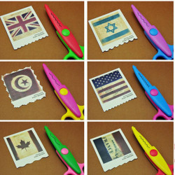 6pc Massa Barn Barn Papper Hantverk Sax 6 Skärande Mönster Böjd Kanter Diy Dekorativ Scissor För