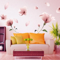Romantisk Elegant Matt Rosa Lilja Blomma Kronblad Avtagbar Vägg Sticker Sovrum Levande Rum Hem Diy