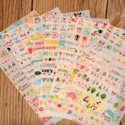 Härlig 6 Ark Papper Klistermärken För Dagbok Scrapbook Bok Vägg Dekor För Dekoration Tecknad Serie
