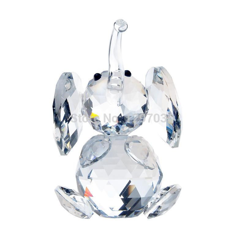 2 3inch Glas Kristall Klar Elefant Figurines Pappers Hantverk Art Collection Souvenir Födelsedag Jul