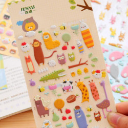 Sst X 1 Ark 39 Söt Zoo 39 Tecknad Serie Klistermärken Barn Leksaker 3d Diy Söt Dagbok Dekoration Scrapbooking