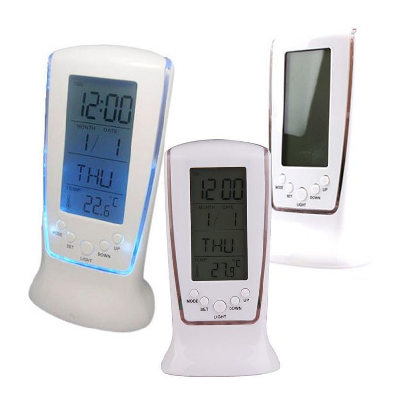 Led Digital Hem Larm Klocka Mång Funktionell Klocka Led Kalender Termometer Visa Klocka Med Bakgrundsbelysning