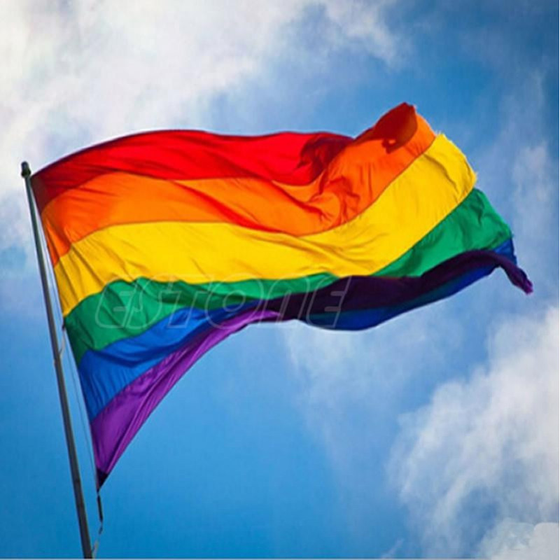 Regnbåge Flagga 3x5 Ft 90x150cm Polyester Lesbisk Gay Stolthet Hbtq För Dekoration S127