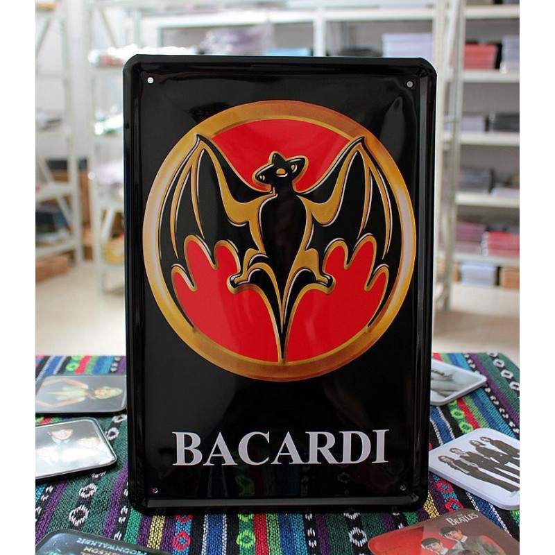Rom Bacardi Metall Tenn Skyltar Tallrik Skylt Hus Kafé Restaurang Bar Affisch Antik Imitation Järn