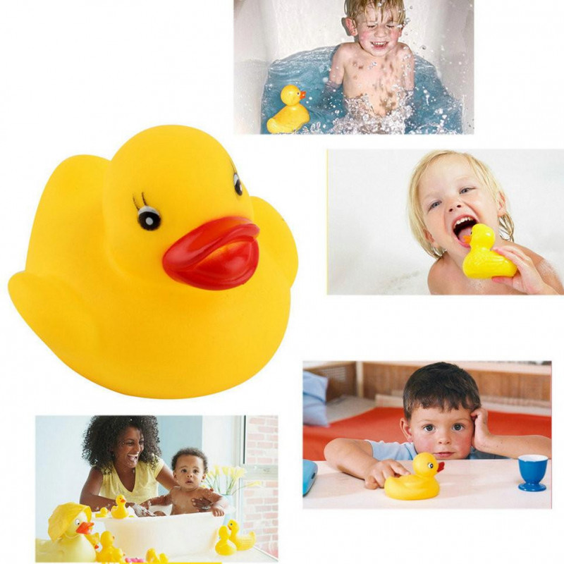 Rolig Bebis Bad Leksaker Mjuk Gummi Pipig Ducky Djur Leksak Säkerhet Bebis Bad Badkar Leksak