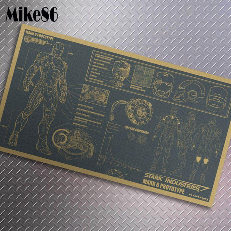[ Mike86 ] JÄrn Man Design Papper Klassisk Film Årgång Affisch Hus Dekoration 46x25 Centimeter Mk122