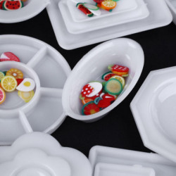 33pcs Uppsättning Docka Kök Mini Akryl Porslin Miniatyrer Kopp Maträtt Leksaker