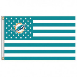 Miami Dolphins Flagga Med Stjärna Och Rand 3x5 Ft Baner 100d Polyester Flygande Flagga Mässing Genomföringar