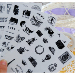 Retro Täta Mönster Transparent Dagbok Dekorativ Klistermärken Torn Luft Ballong Barn Diy Leksak 6sheets