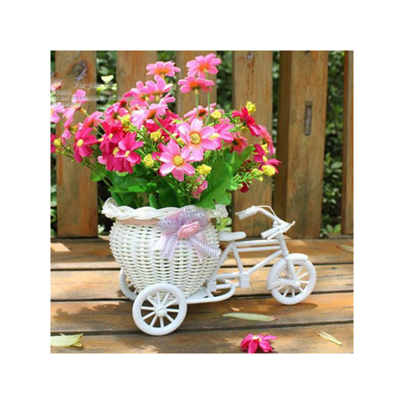 Tvätt Korg Vit Cykel Design Blomma Korg Lagring Behållare För Blomma Växt Hem Fest Dekoration Panier