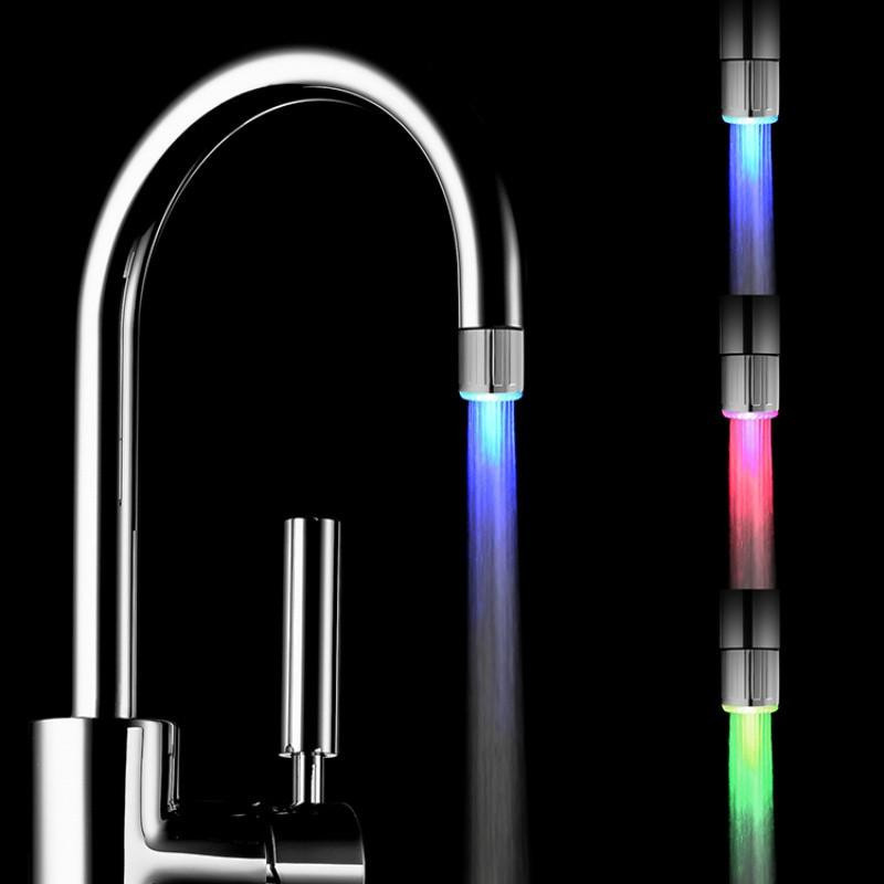 7 Färger Led Vatten Sparande Badrum Kran Tillbehör Luftare Ljus Skiftande Glöd Dusch Huvud Kök Knacka